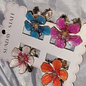 Sunday State Floral Hair Clips Set - Multicolor Brand New TL